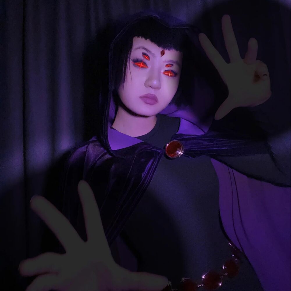 7566 Halloween Purple Cloak Cosplay Set For Hooded Purple Cape - Picture 2 of 6